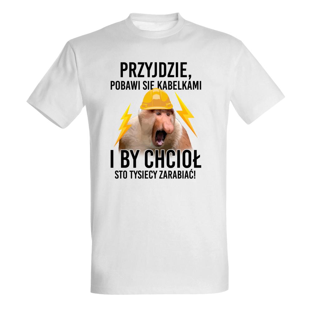 Przyjdzie, pobawi się kabelkami koszulka męska