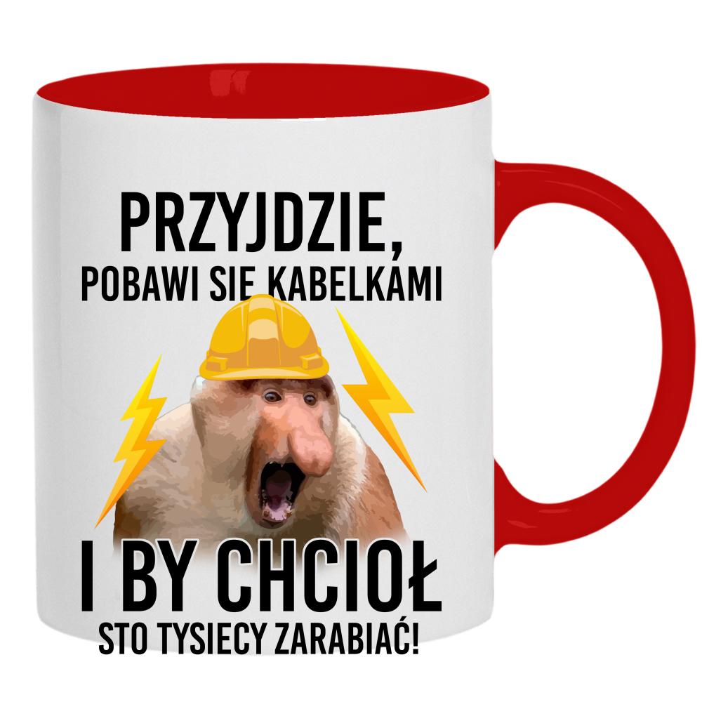 Przyjdzie, pobawi się kabelkami kubek ucho kolor kolor czerwony