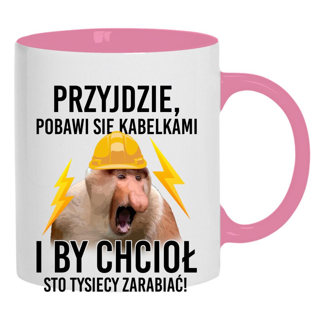 Przyjdzie, pobawi się kabelkami kubek ucho kolor kolor różowy