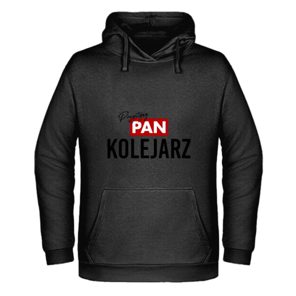 Przystojny Pan Kolejarz bluza męska z kapturem kolor czarnyy