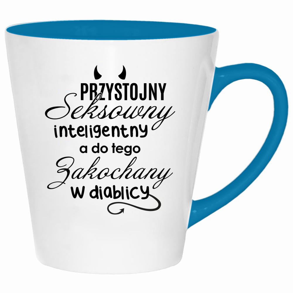 Przystojny seksowny inteligentny kubek latte kolor turkus