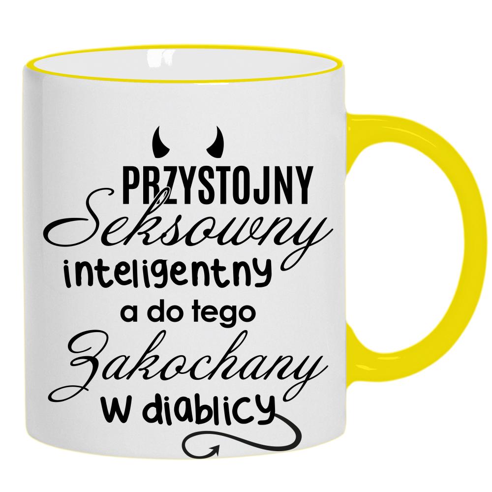 Przystojny seksowny inteligentny kubek żółty uchwyt i rant kolor zielony