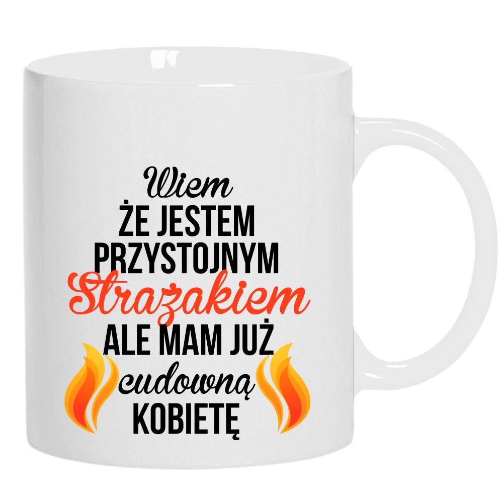 Przystojny Strażak kubek ucho kolor kolor biały