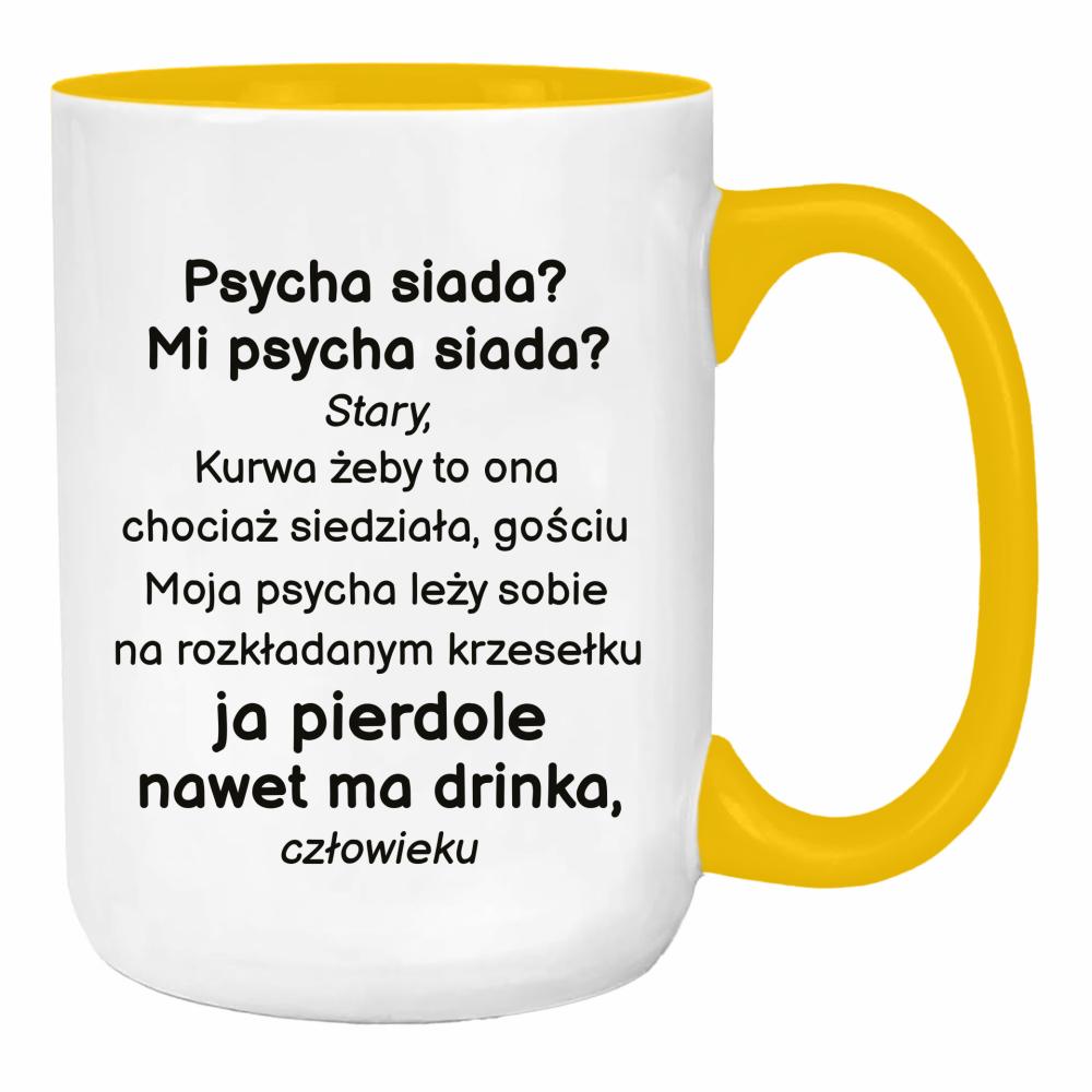 Psycha siada duży kubek ucho kolor kolor żółty