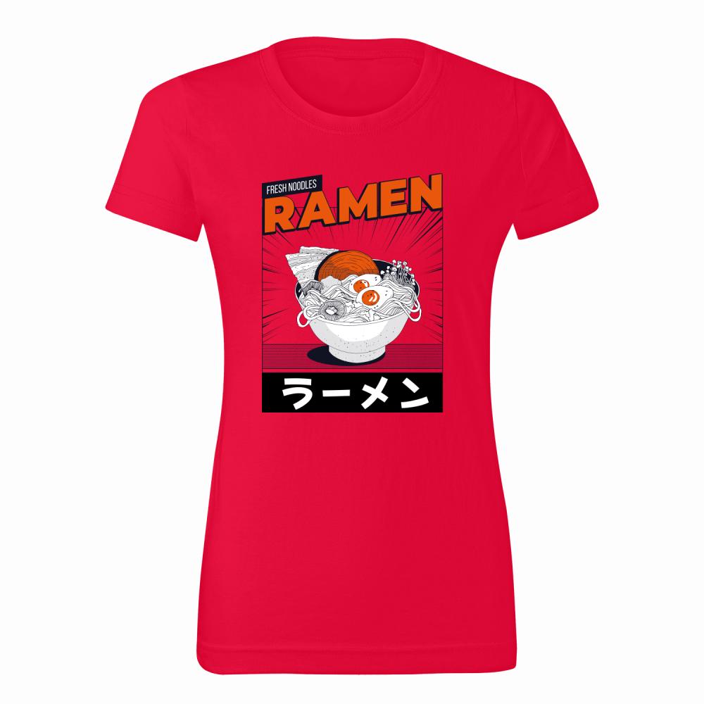 Ramen 2 koszulka damska kolor czerwony