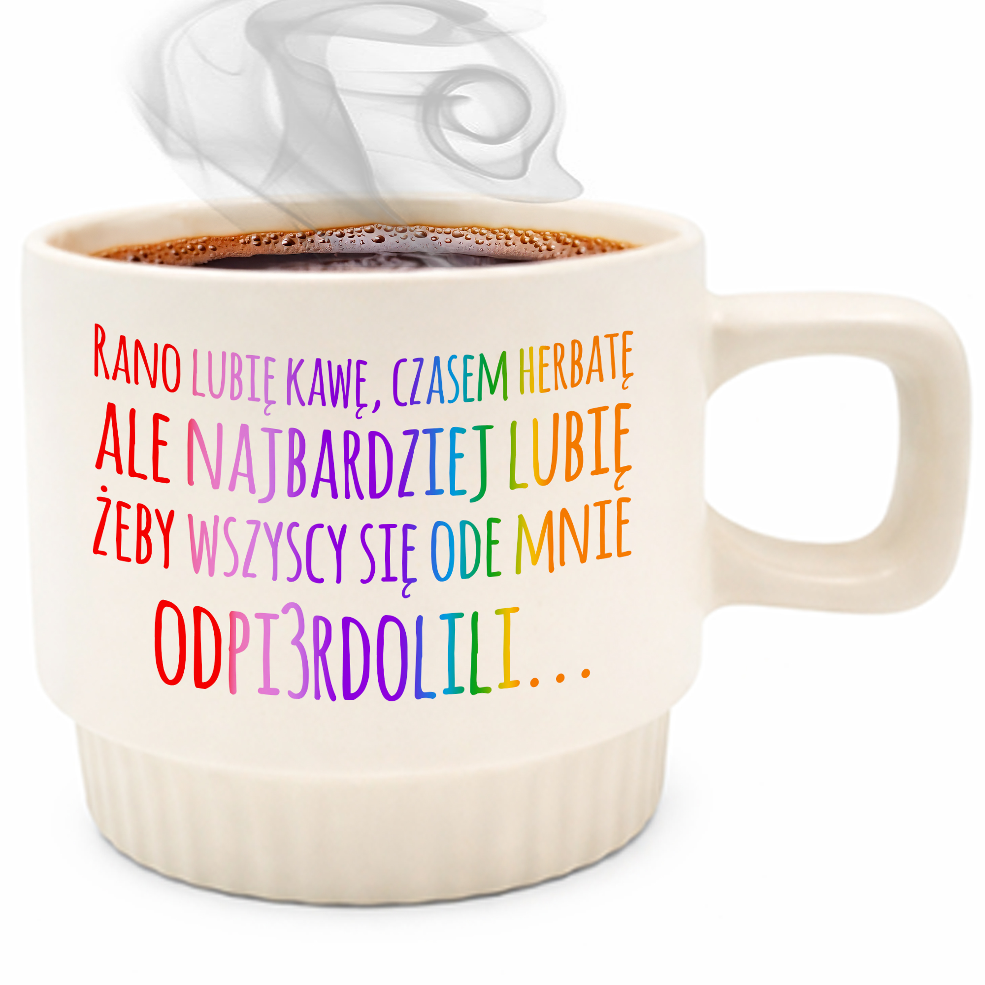 Rano lubię kawę, czasem herbatę kubek ryflowany jasnożółty