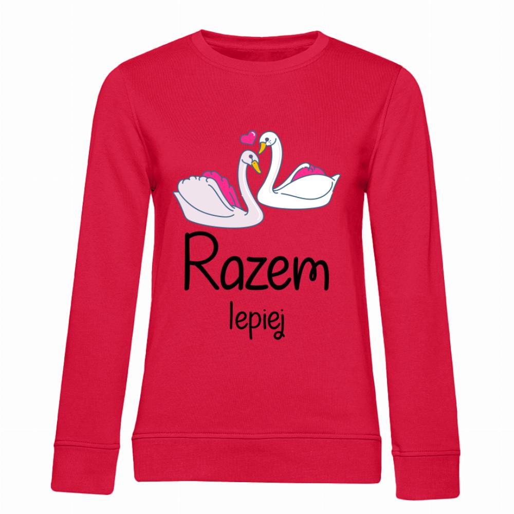 Razem lepiej bluza damska bez kaptura kolor czerwony