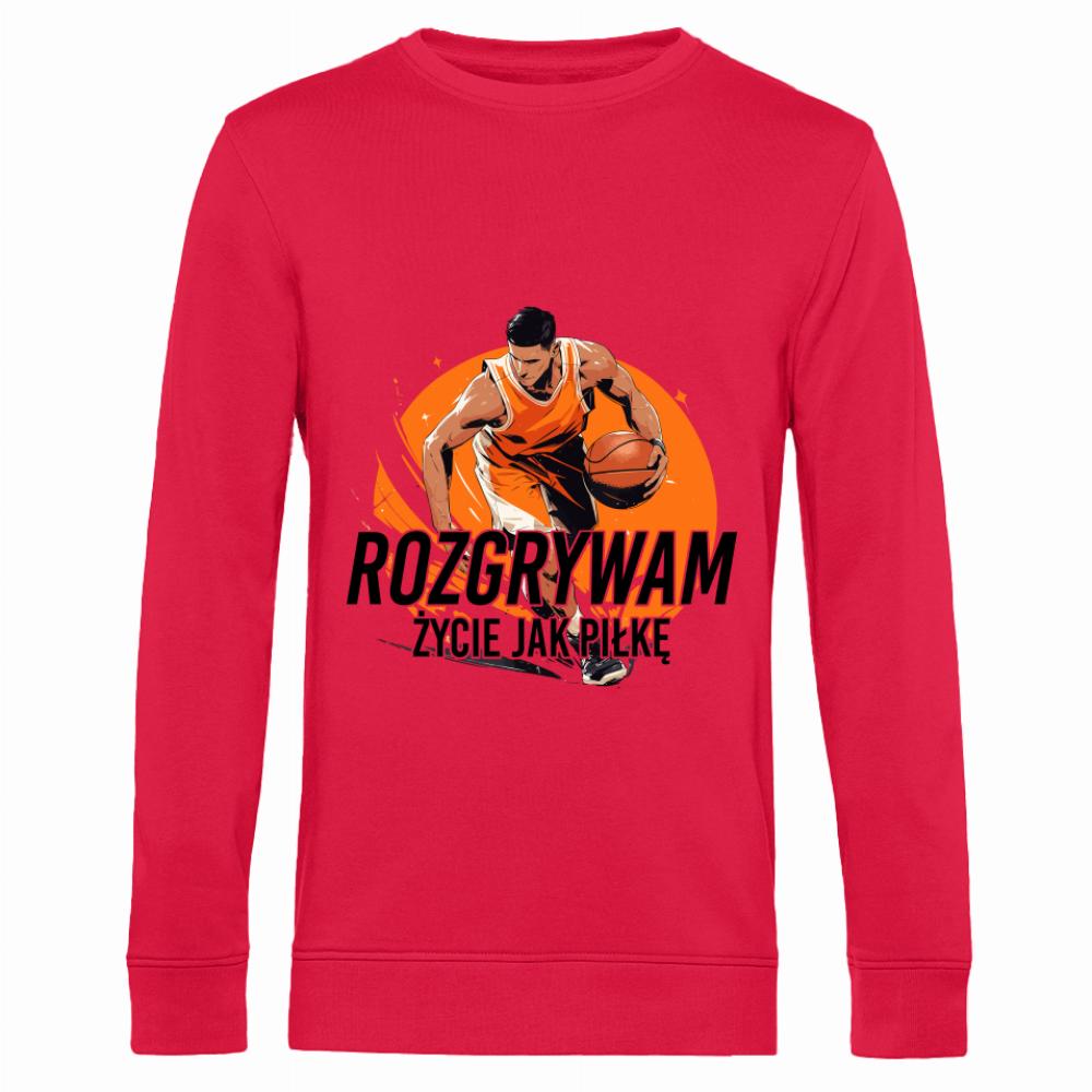Rozgrywam życie jak piłkę bluza męska bez kaptura kolor czerwony