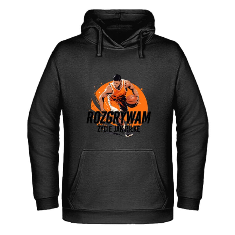 Rozgrywam życie jak piłkę bluza męska z kapturem kolor różowy