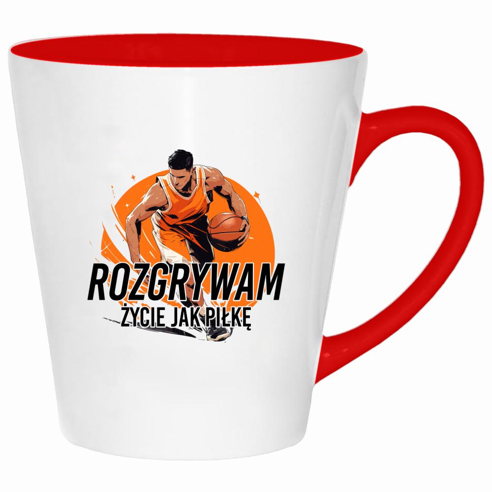 Rozgrywam życie jak piłkę kubek latte kolor czerwony latte