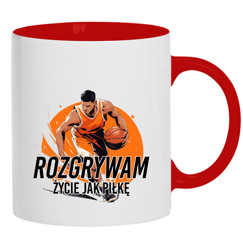 Rozgrywam życie jak piłkę kubek ucho kolor kolor czerwony latte