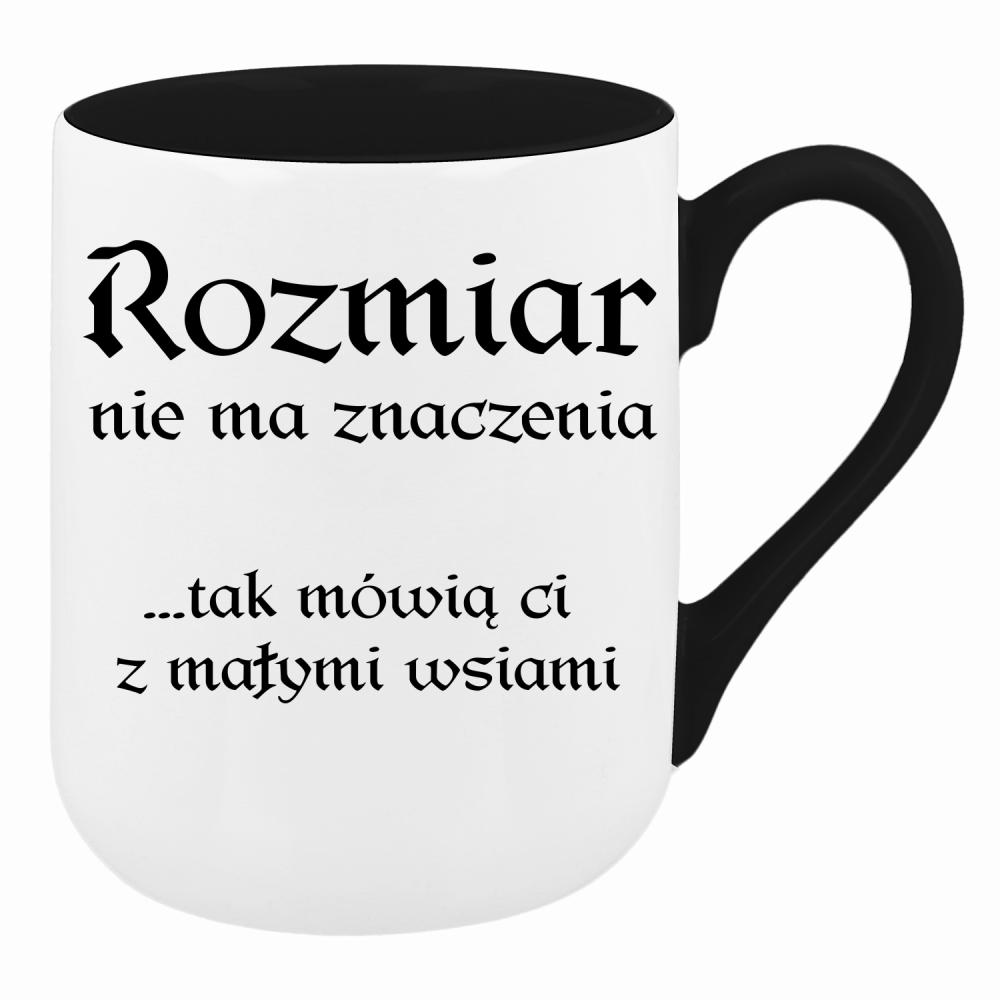 Rozmiar nie ma znaczenia mówią Ci małymi wsiami kubek coffee kolor różowawo-szary