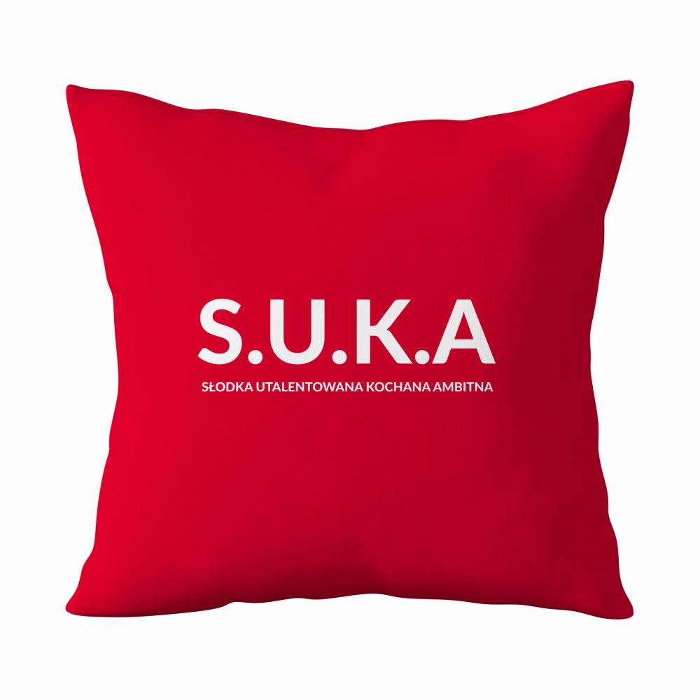 S.U.K.A. Słodka Utalentowana Kochana Ambitna poduszka kolor czerwony