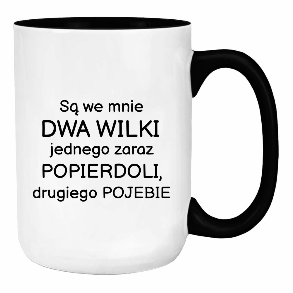 Są we mnie dwa wilki duży kubek ucho kolor