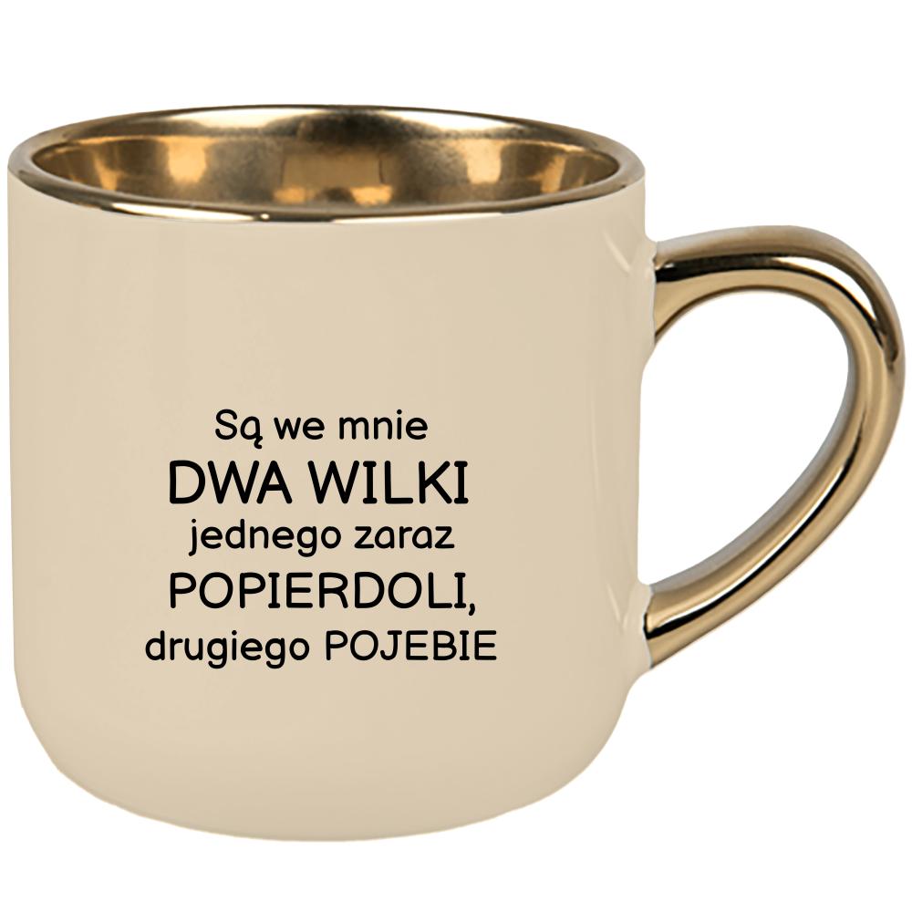 Są we mnie dwa wilki kubek elegant duży kolor kremowy