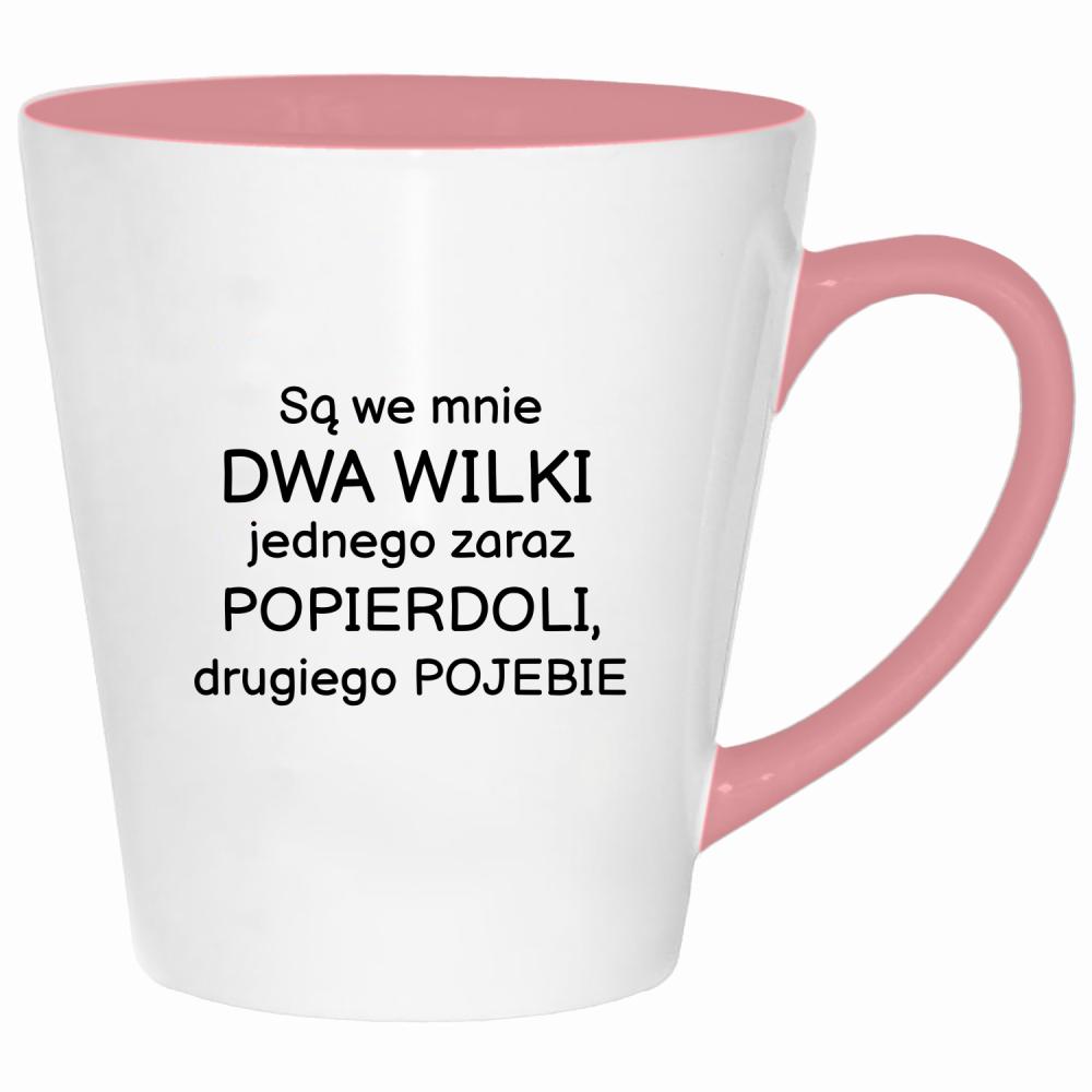 Są we mnie dwa wilki kubek latte kolor pink