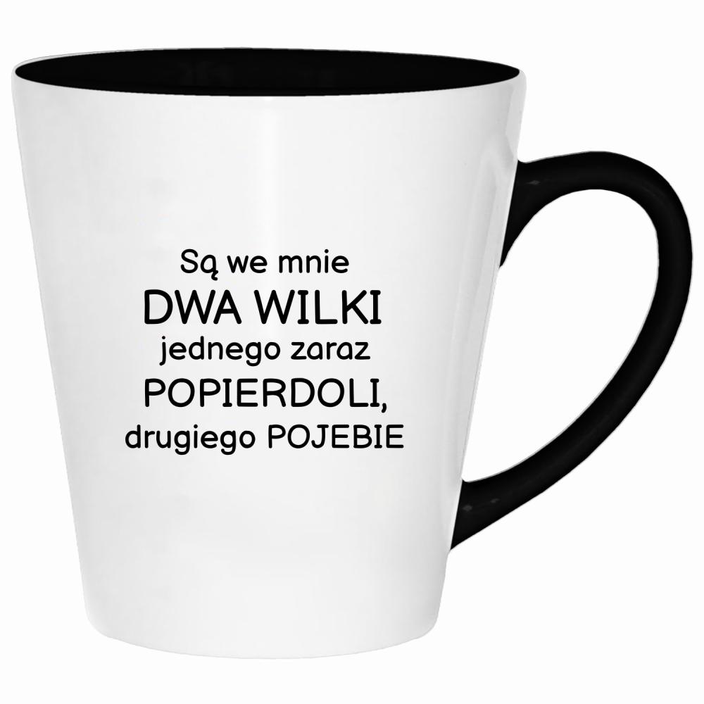 Są we mnie dwa wilki kubek latte kolor różowawo-szary