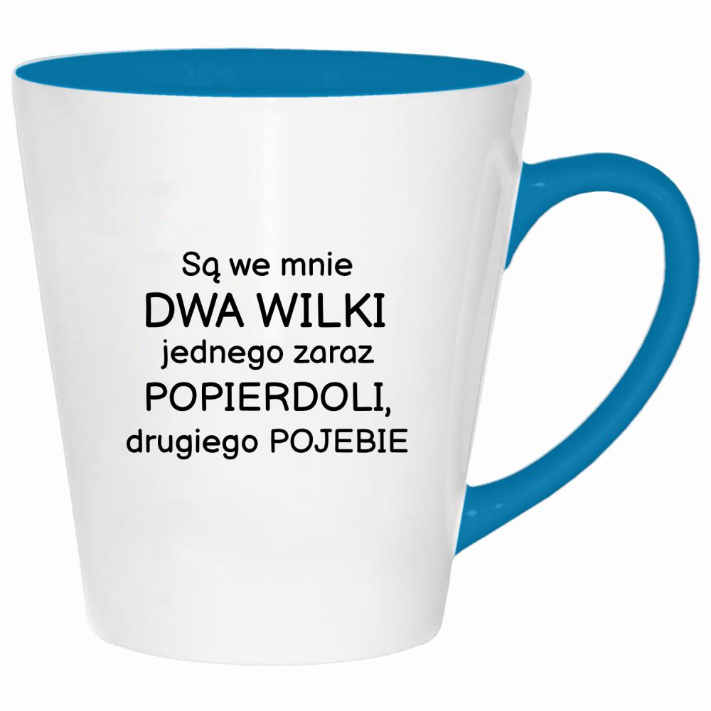 Są we mnie dwa wilki kubek latte kolor turkus