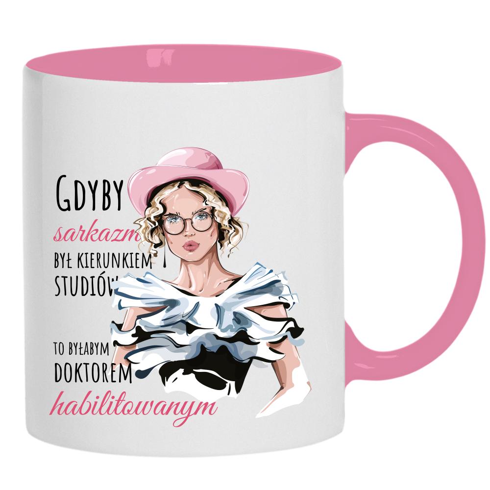 Sarkazm Studia kubek ucho kolor kolor różowy