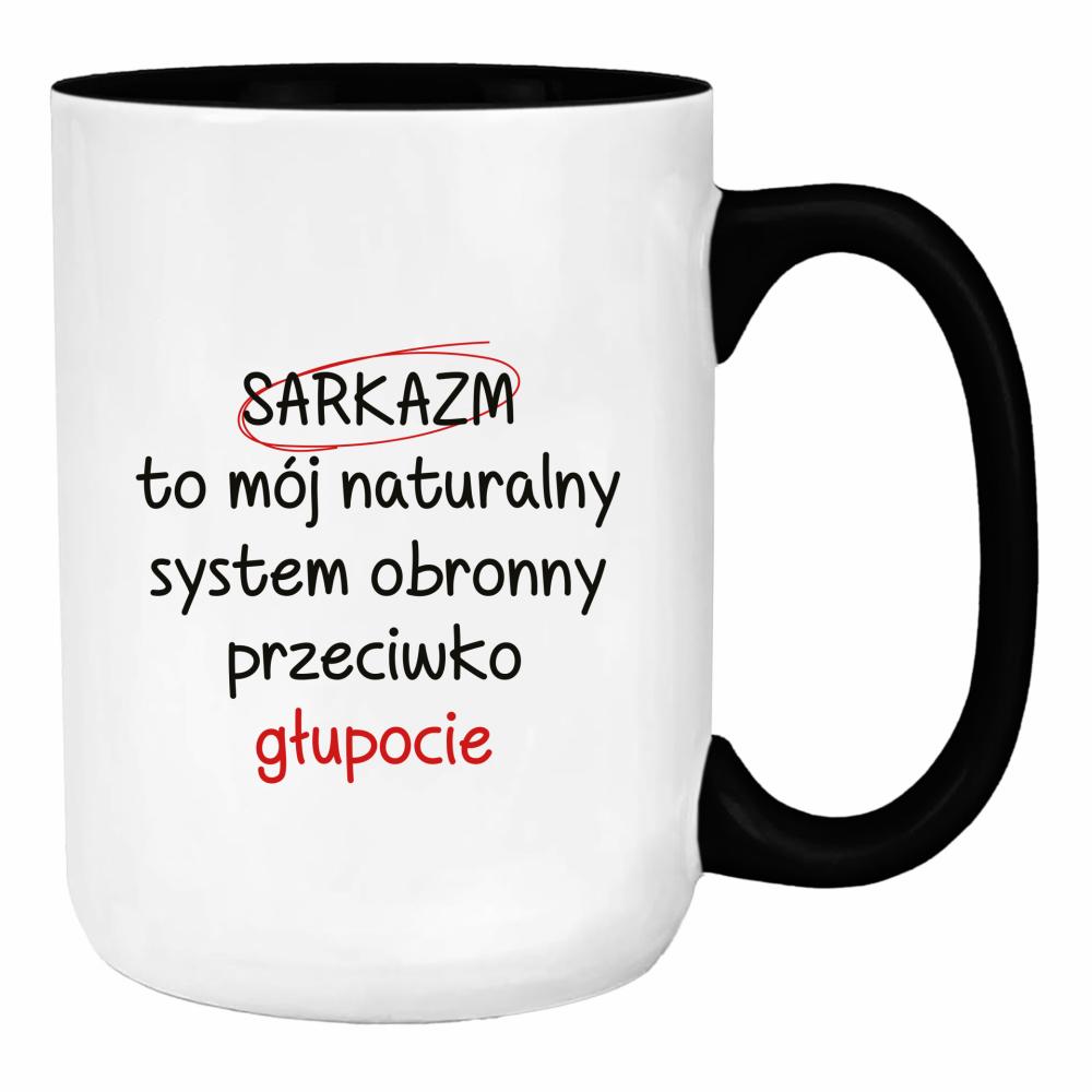 Sarkazm to mój naturalny system obronny duży kubek ucho kolor kolor biały