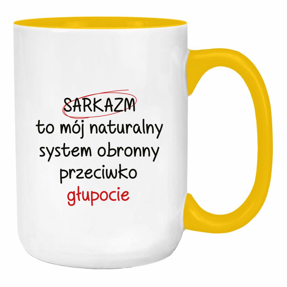 Sarkazm to mój naturalny system obronny duży kubek ucho kolor kolor żółty