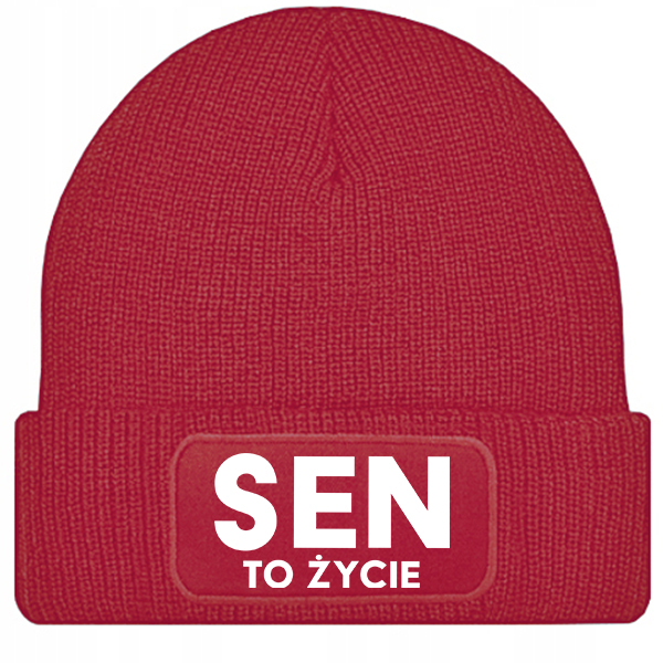SEN TO ŻYCIE czapka zimowa kolor czerwony