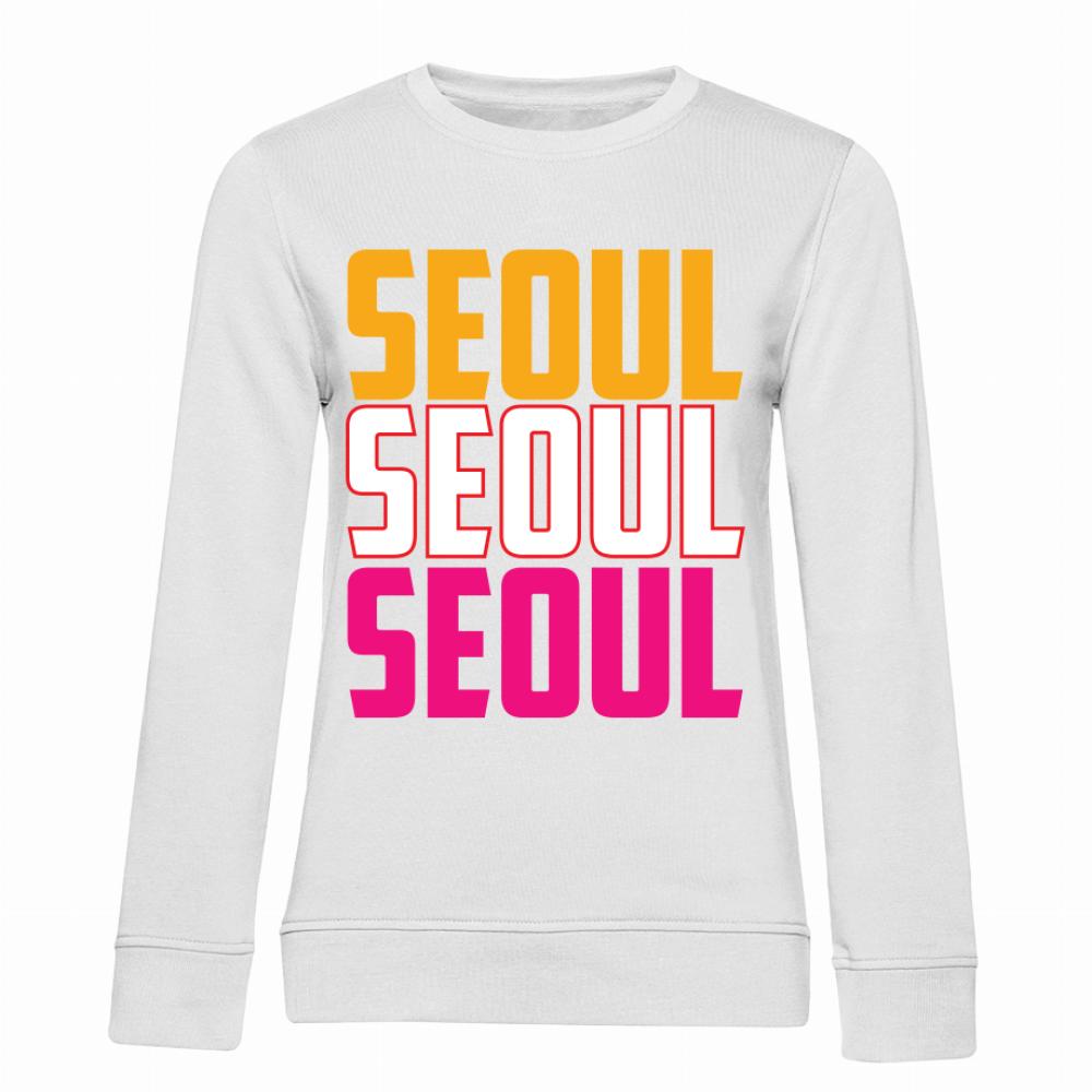 SEOUL SEOUL SEOUL bluza damska bez kaptura kolor biały
