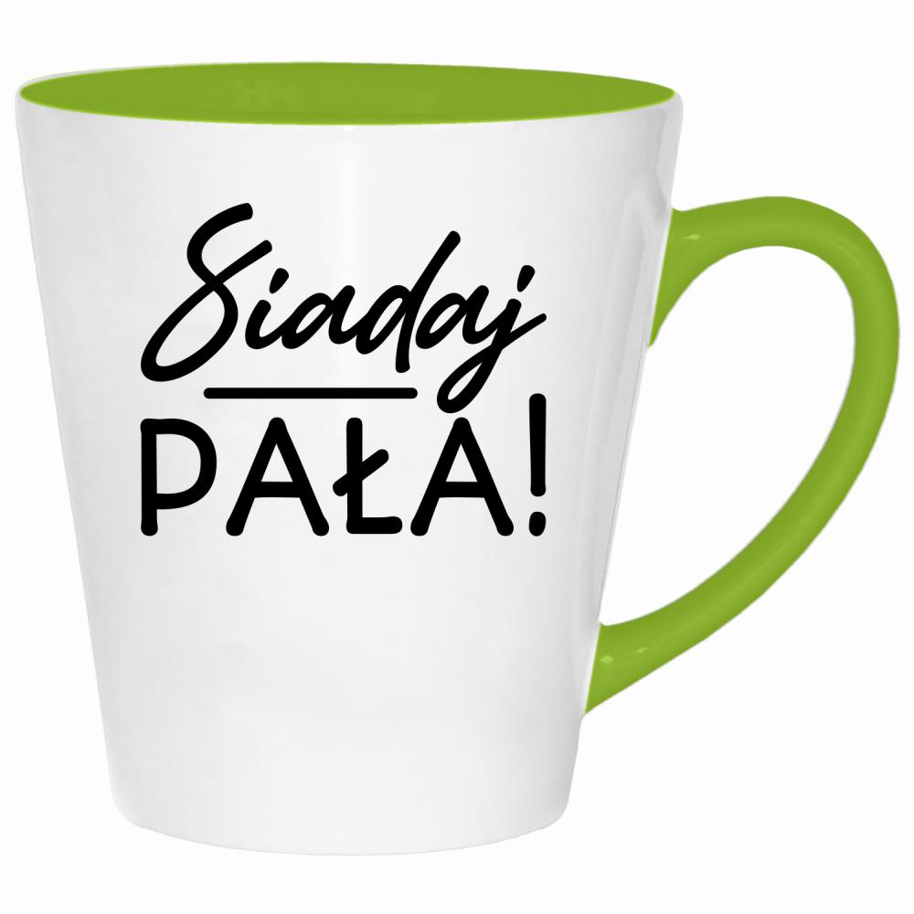 Siadaj, pała kubek latte kolor limonka