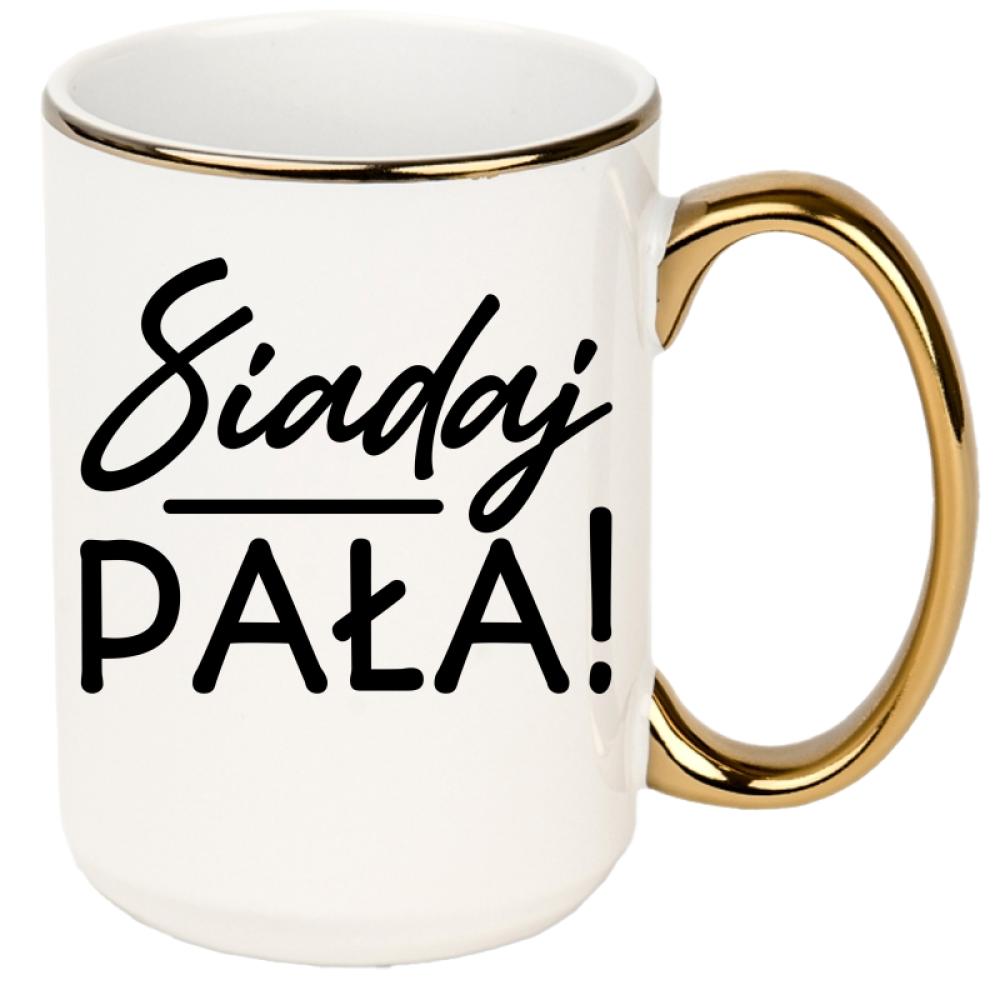 Siadaj, pała kubek xxl złoty rant i ucho kolor niebieski 2