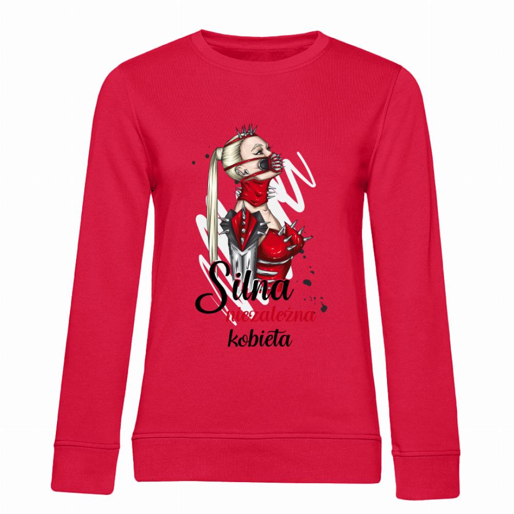 Silna niezależna kobieta bluza damska bez kaptura kolor czerwony