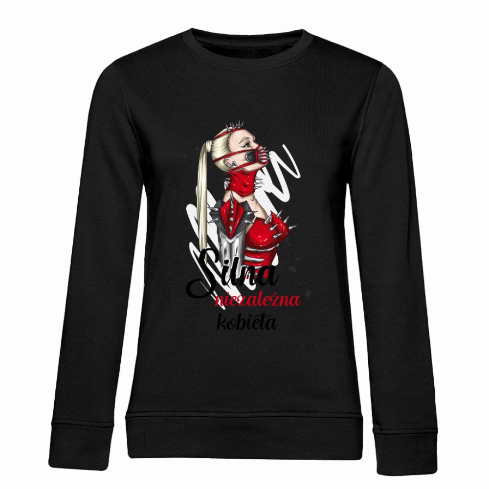 Silna niezależna kobieta bluza damska bez kaptura kolor różowy
