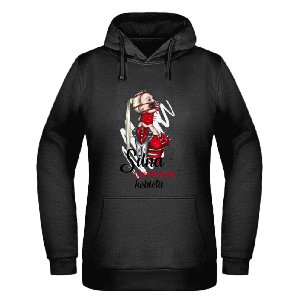 Silna niezależna kobieta bluza damska z kapturem kolor zielony