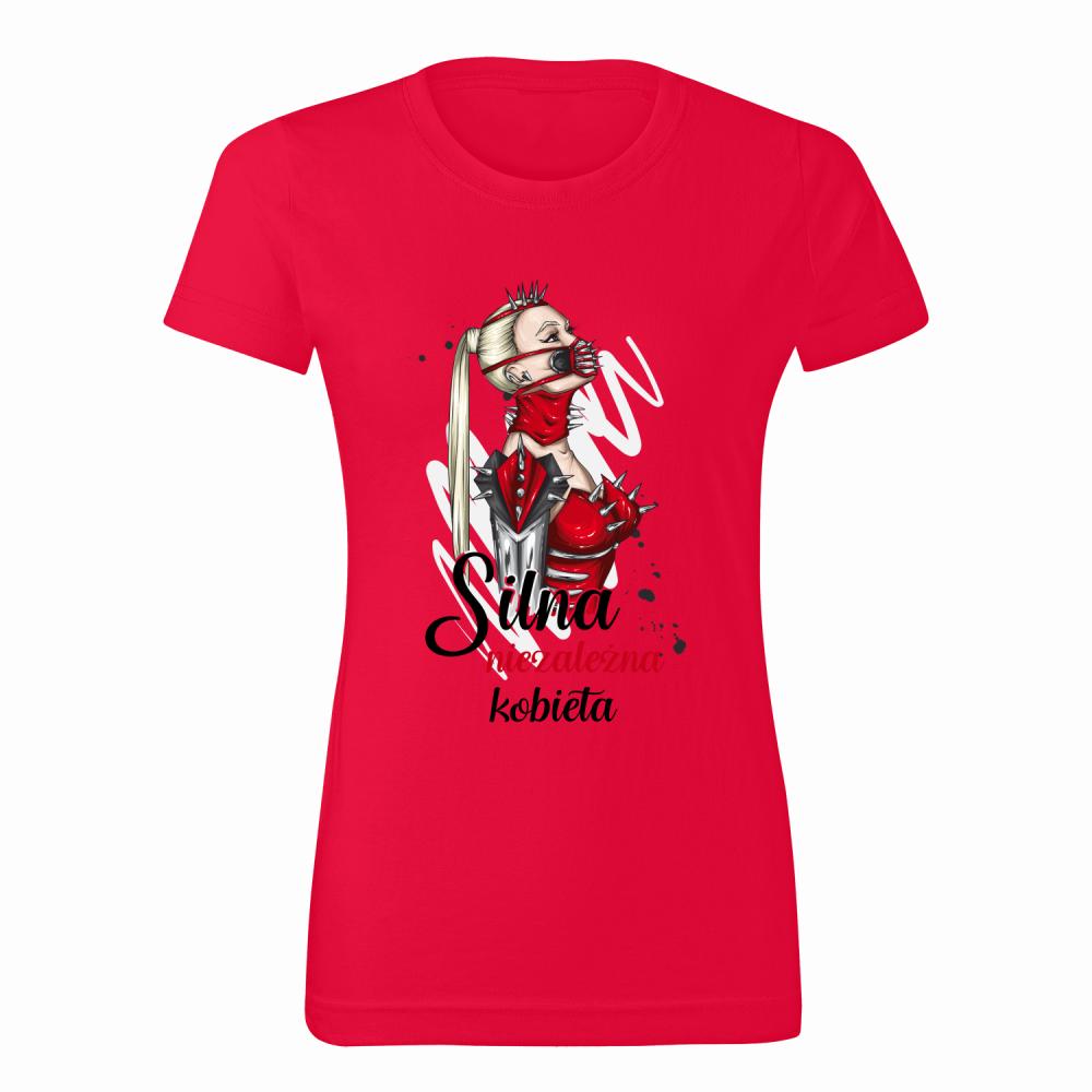 Silna niezależna kobieta koszulka damska kolor czerwony