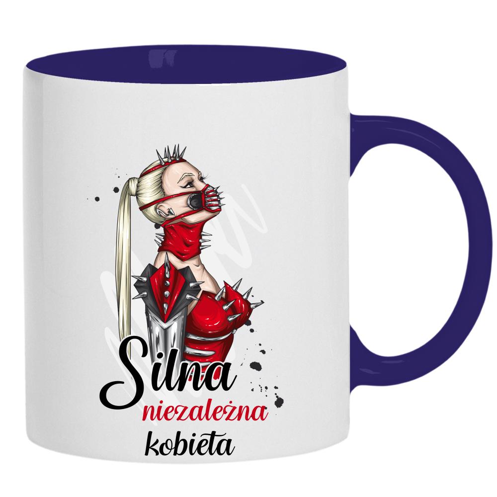 Silna niezależna kobieta kubek ucho kolor kolor navy