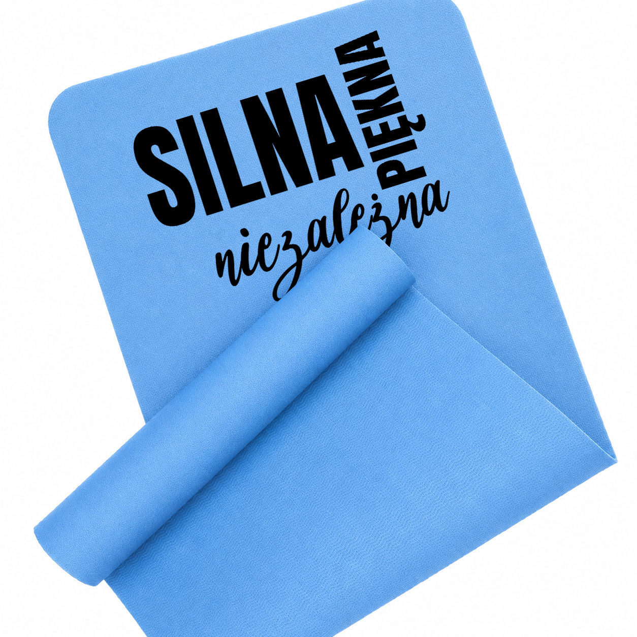 Silna, piękna, niezależna mata piankowa do ćwiczeń kolor błękitny mata