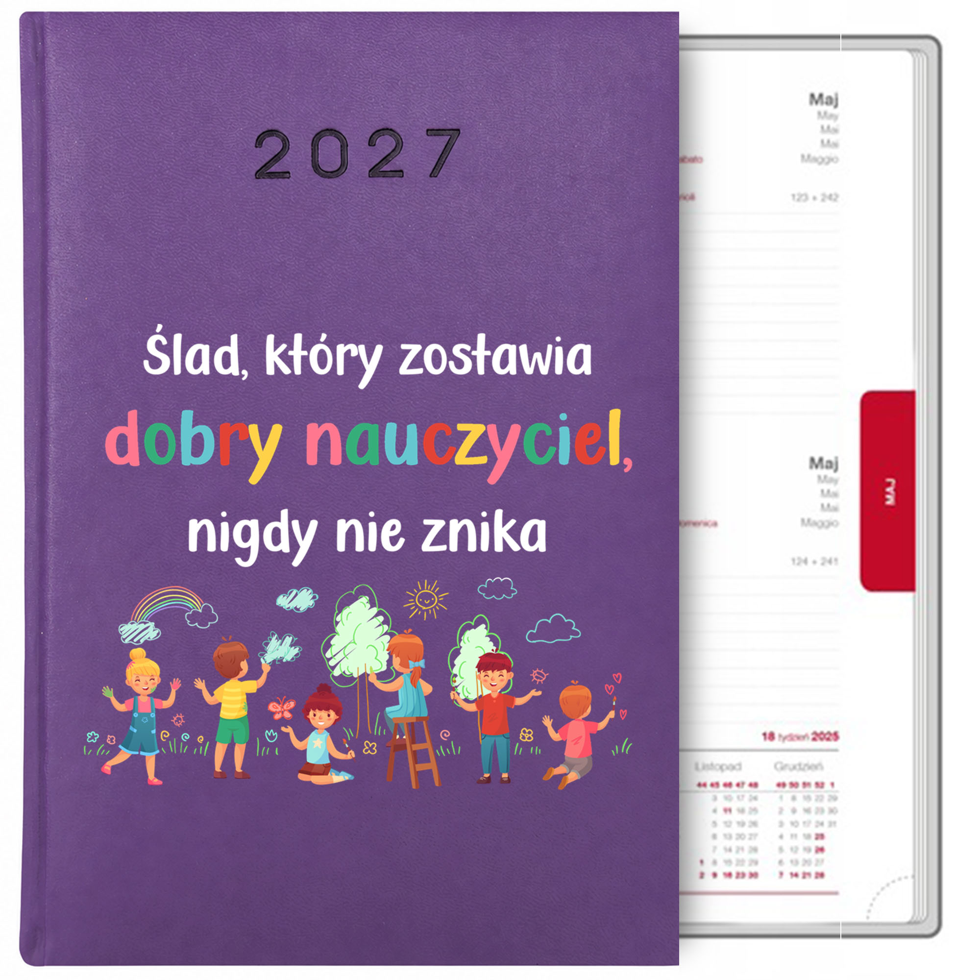 Ślad który zostawia dobry nauczyciel kalendarz książkowy a5 2027 kolor fioletowy