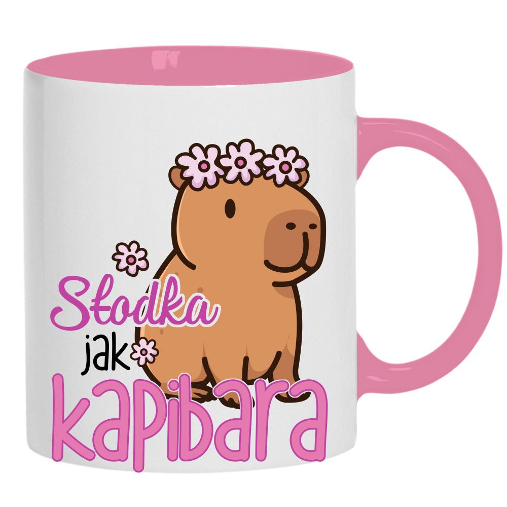 Słodka jak kapibara kubek ucho kolor kolor różowy