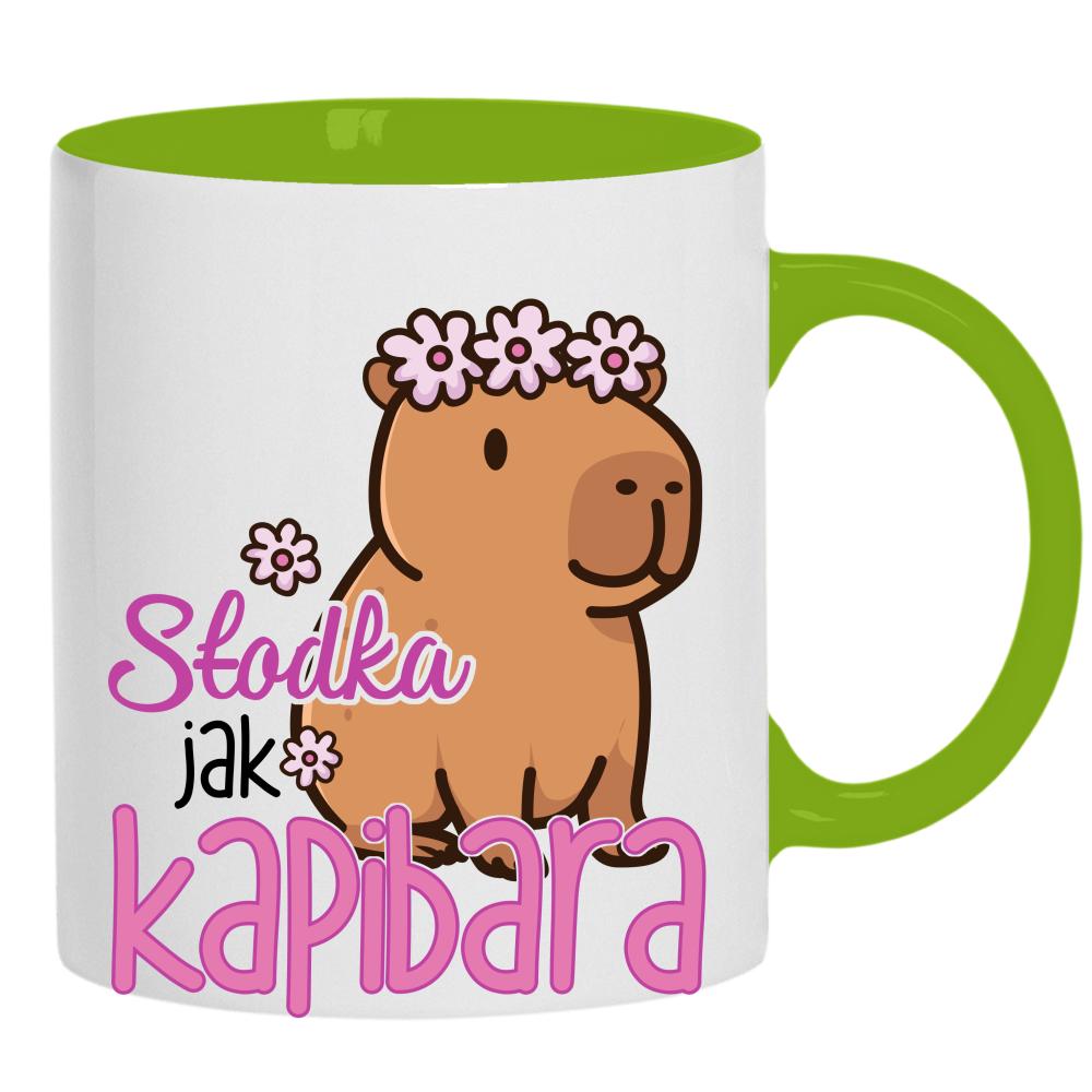 Słodka jak kapibara kubek ucho kolor kolor zielony