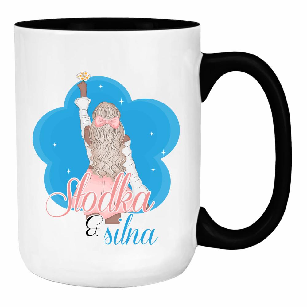 Słodka & Silna duży kubek ucho kolor kolor czerwony latte