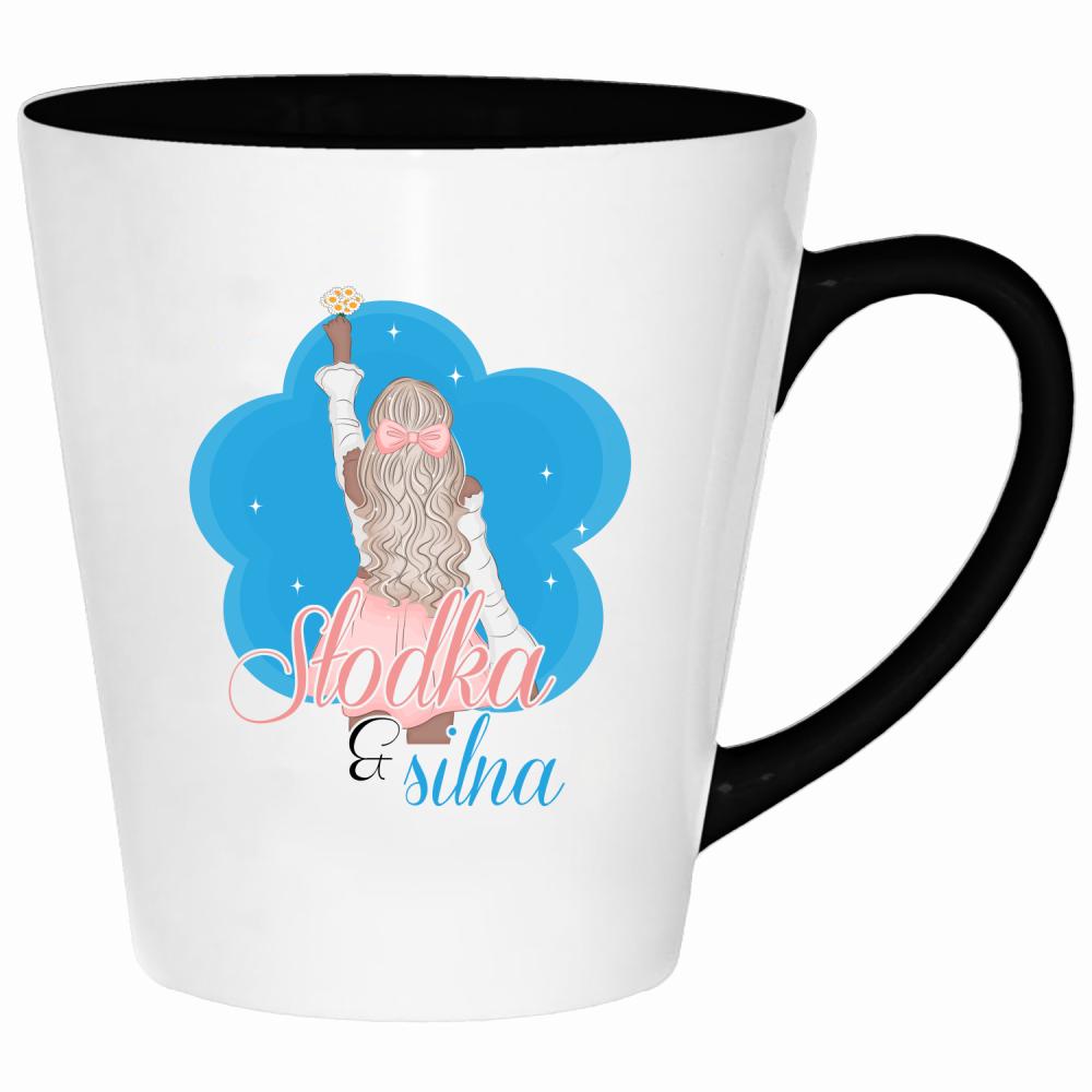 Słodka & Silna kubek latte kolor czarnyy