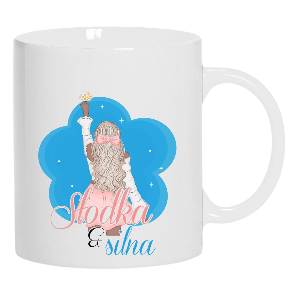 Słodka & Silna kubek ucho kolor kolor biały
