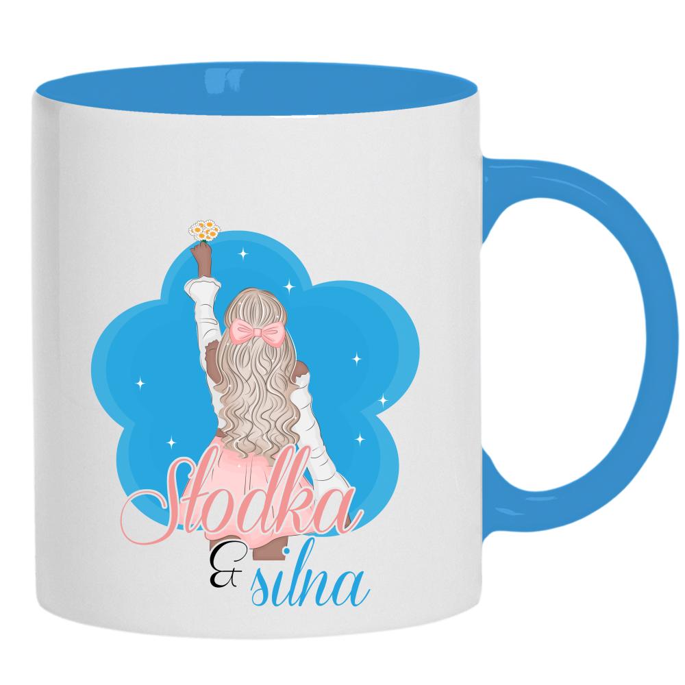 Słodka & Silna kubek ucho kolor kolor jasnoniebieski