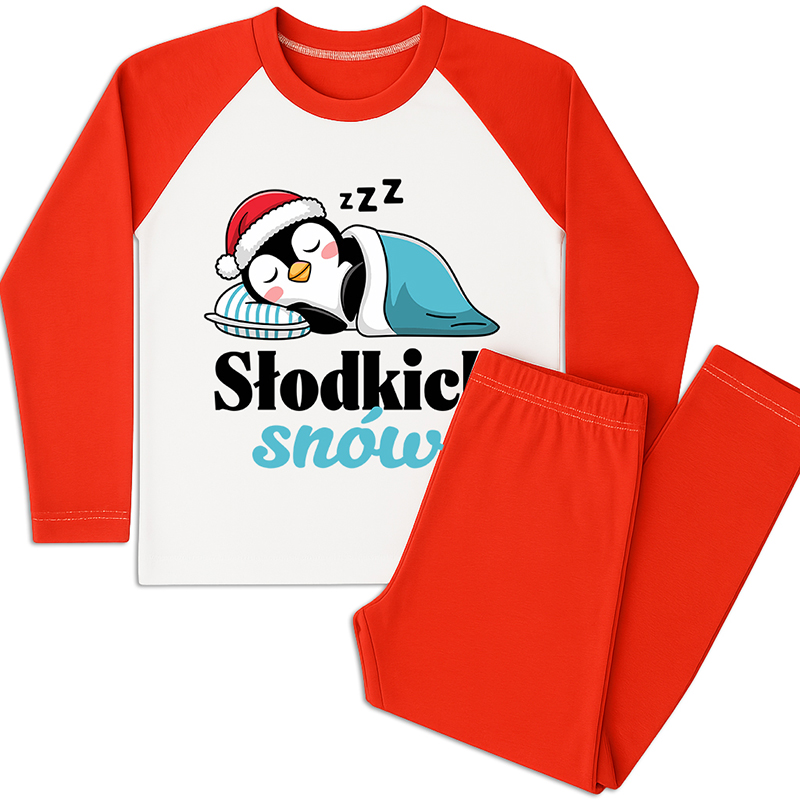 Słodkich snów piżama dziecięca kolor czerwony