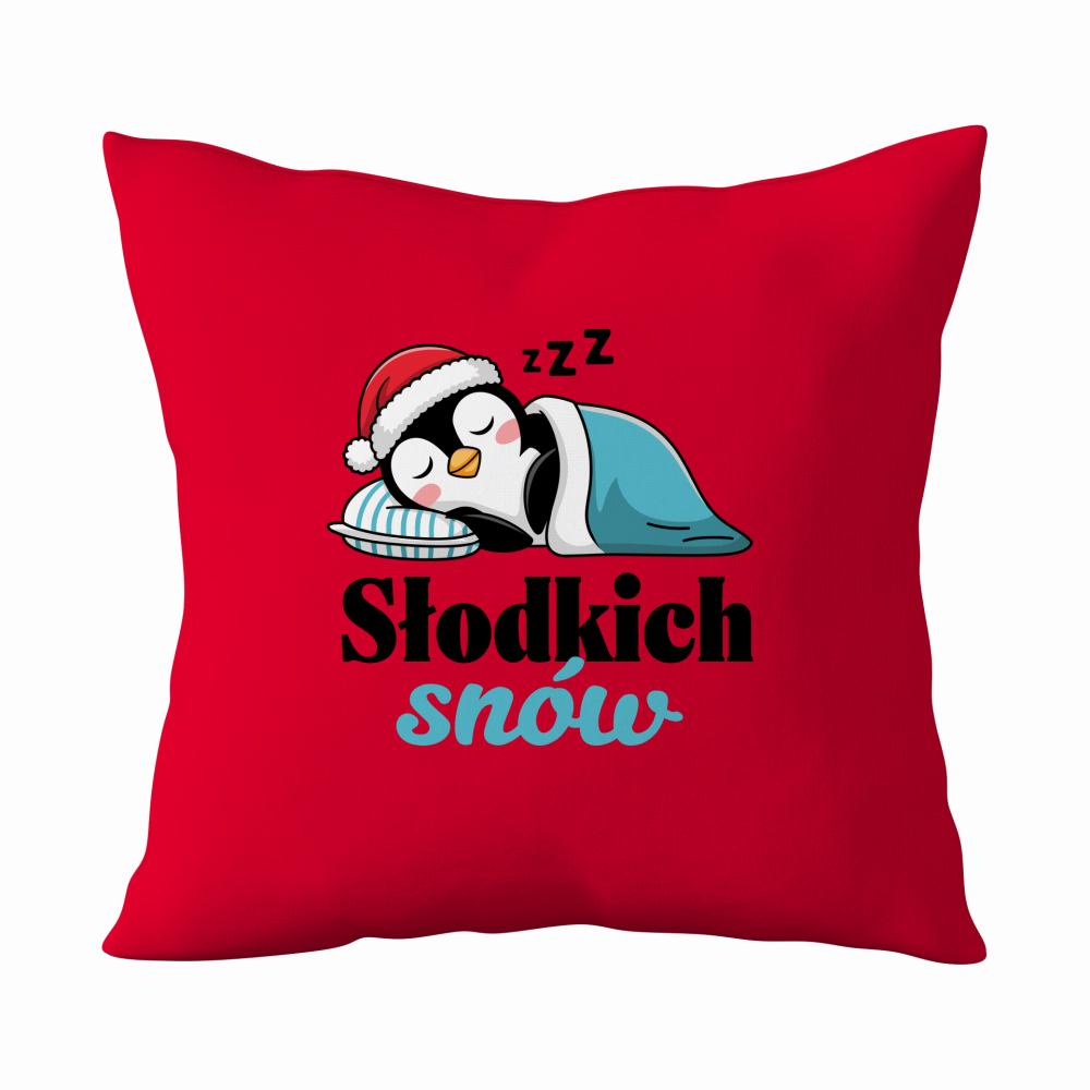 Słodkich snów poduszka kolor czerwony