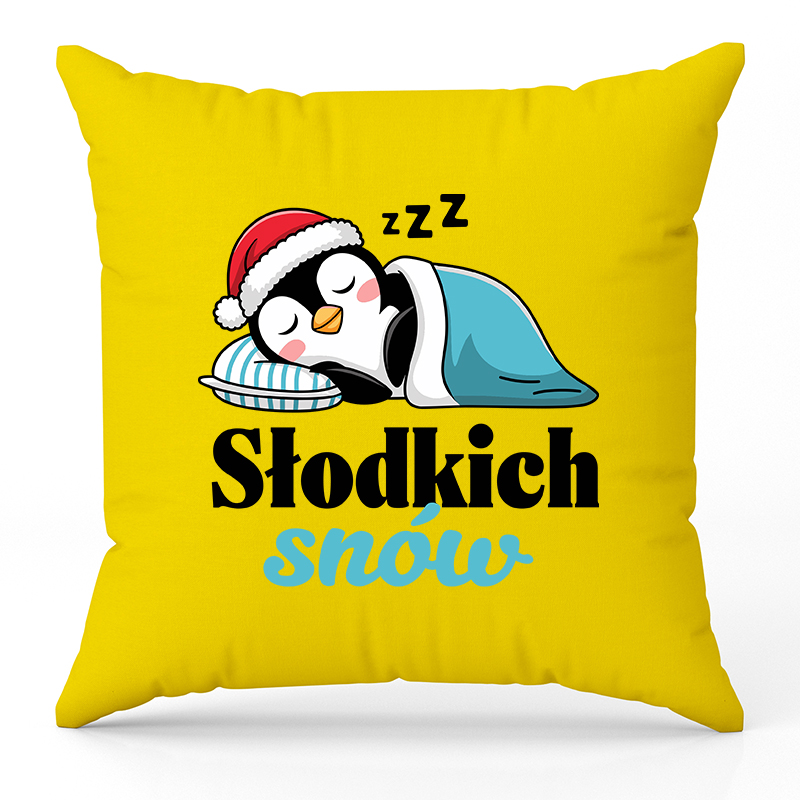 Słodkich snów poduszka kolor żółty poduszka
