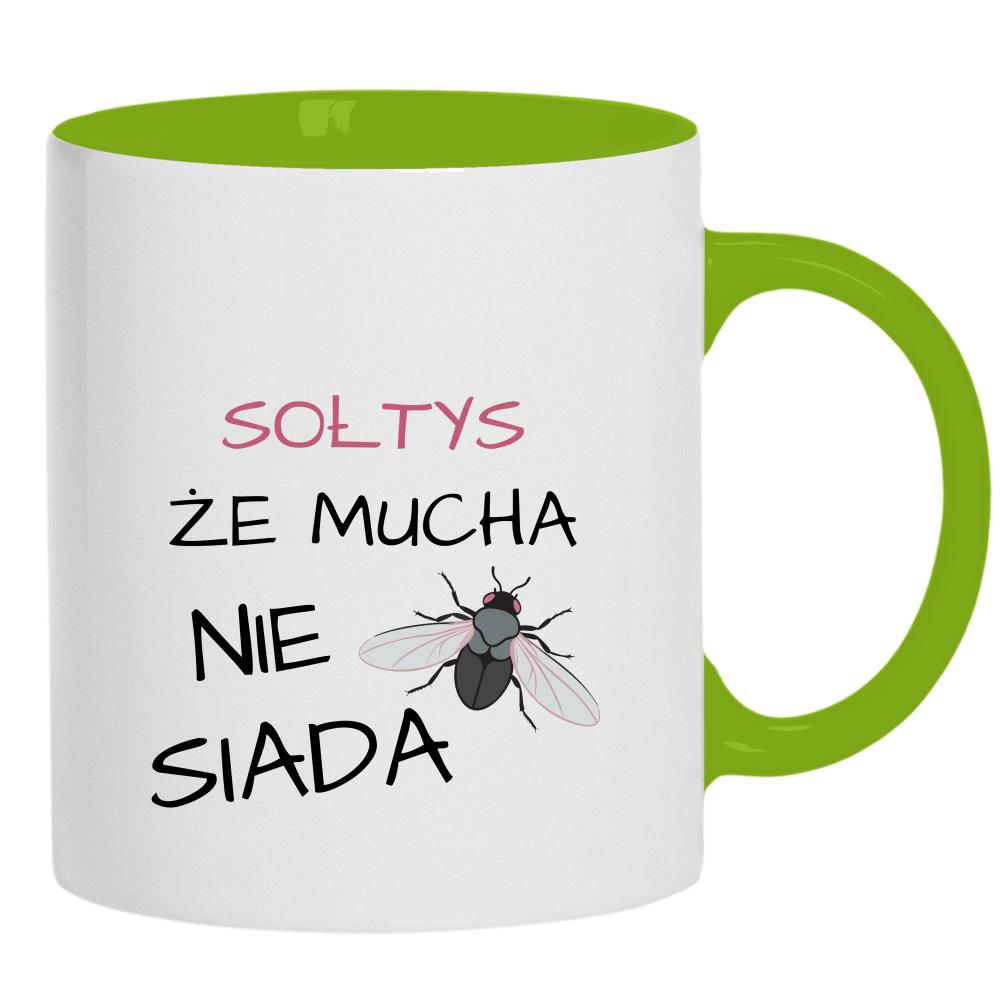 Sołtys że mucha nie siada kubek ucho kolor kolor zielony