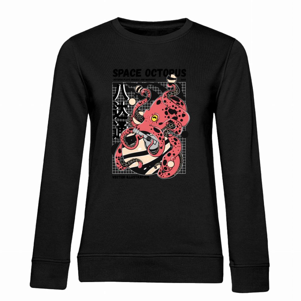 Space Octopus 2 bluza damska bez kaptura kolor miętowo zielony