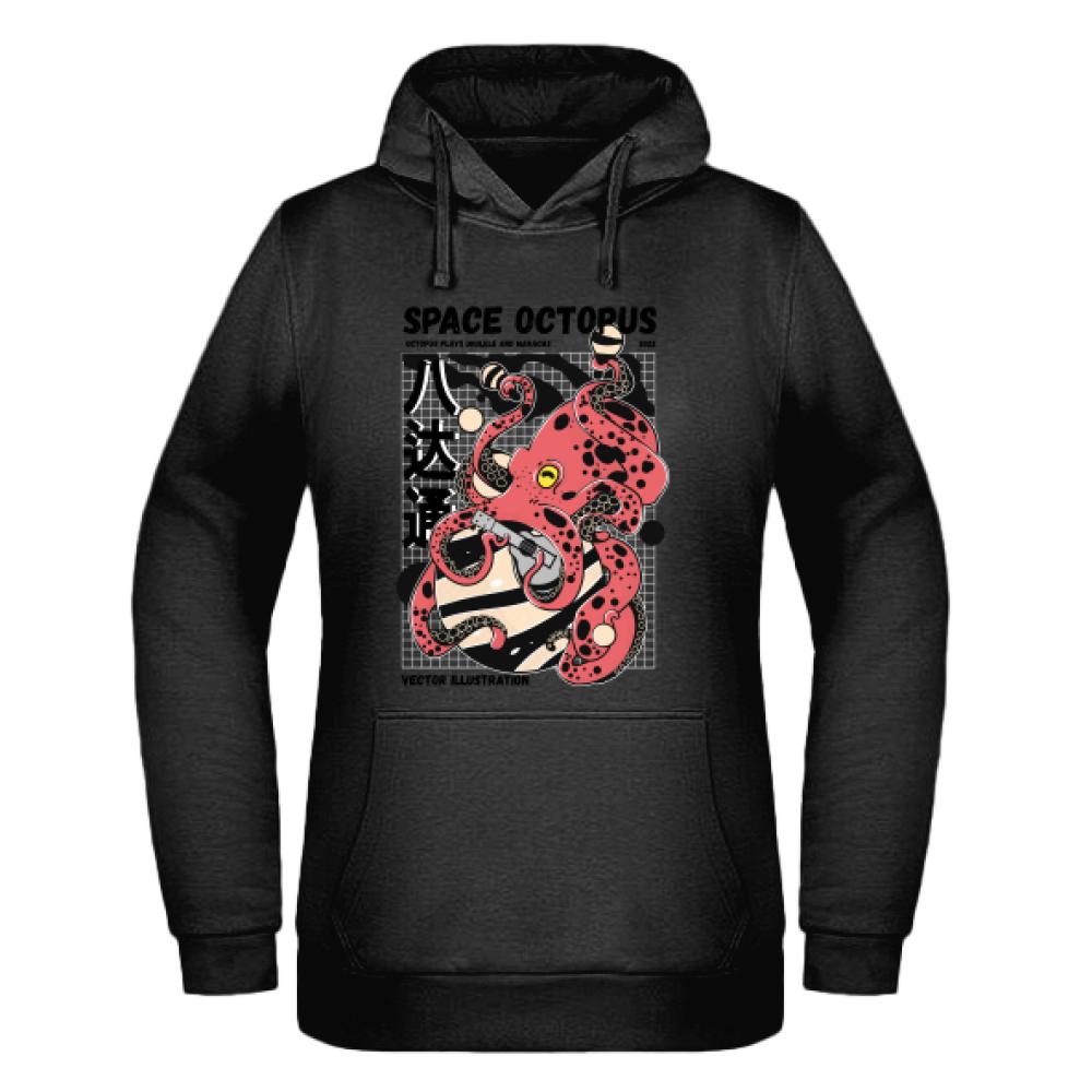 Space Octopus 2 bluza damska z kapturem kolor turkus