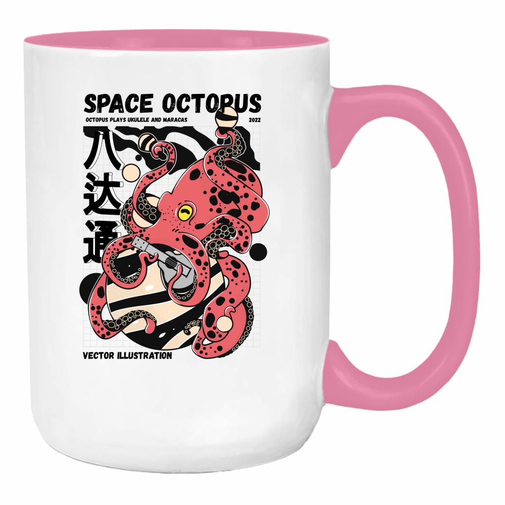 Space Octopus 2 duży kubek ucho kolor kolor różowy