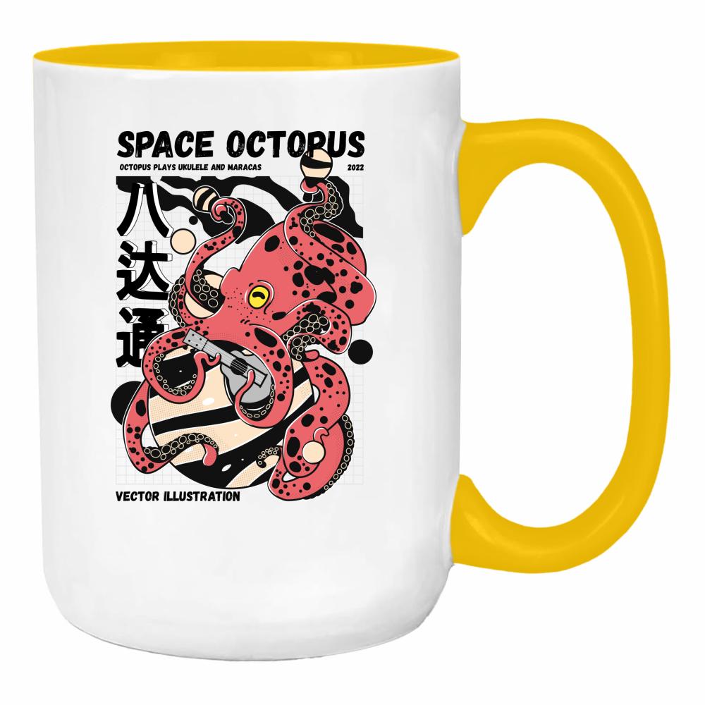 Space Octopus 2 duży kubek ucho kolor kolor żółty